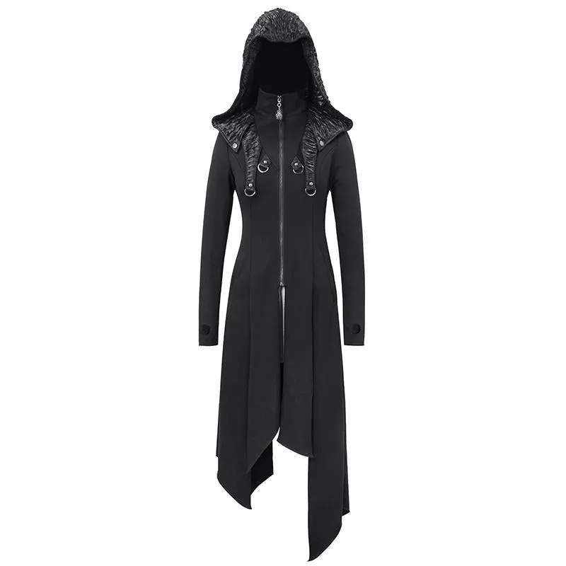'Always on Edge' Punk Fleece Hooded Coat