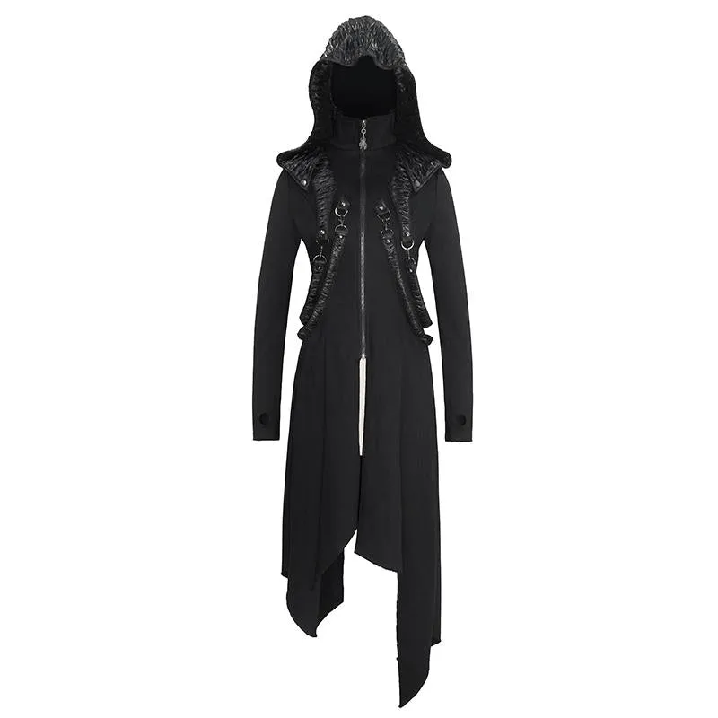 'Always on Edge' Punk Fleece Hooded Coat