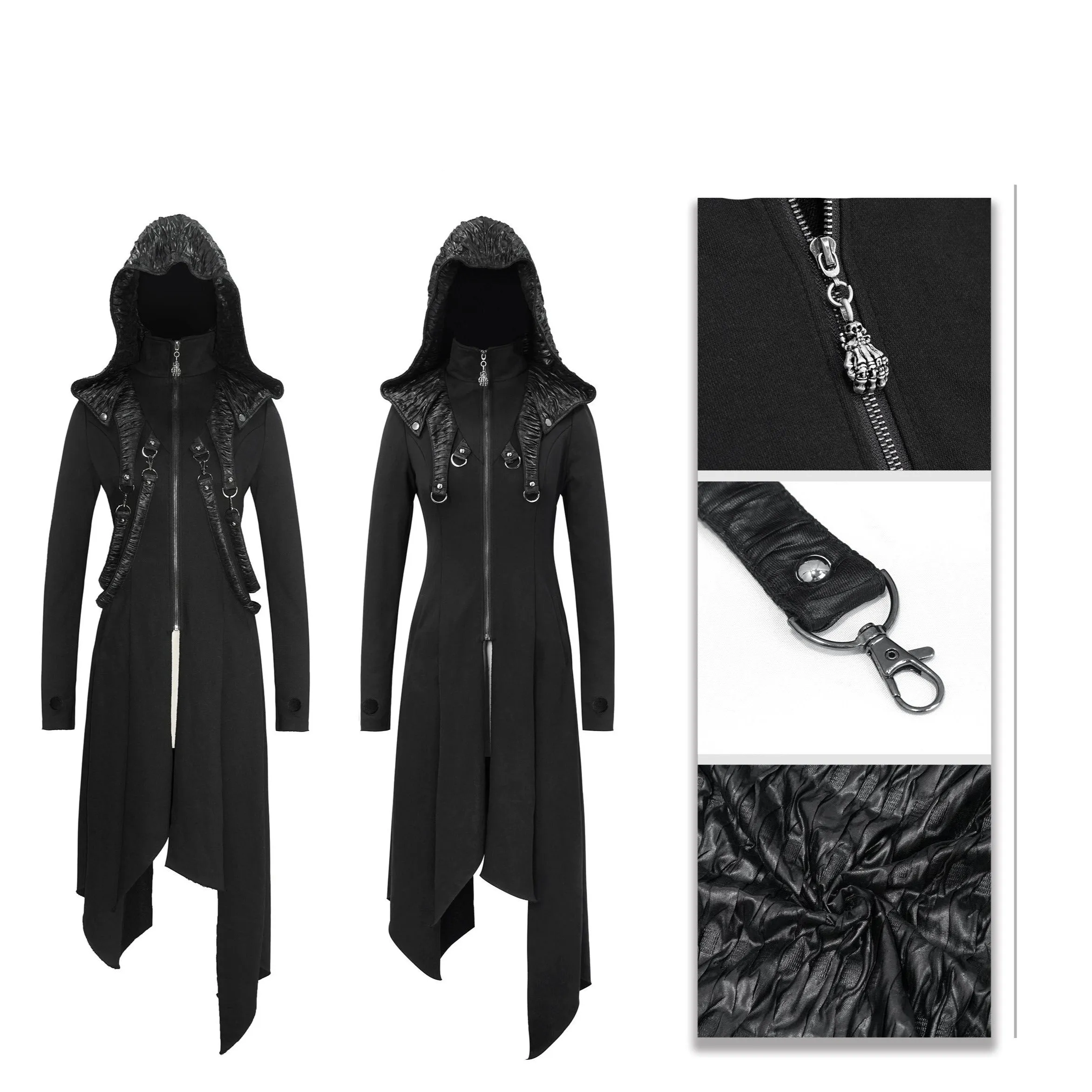 'Always on Edge' Punk Fleece Hooded Coat