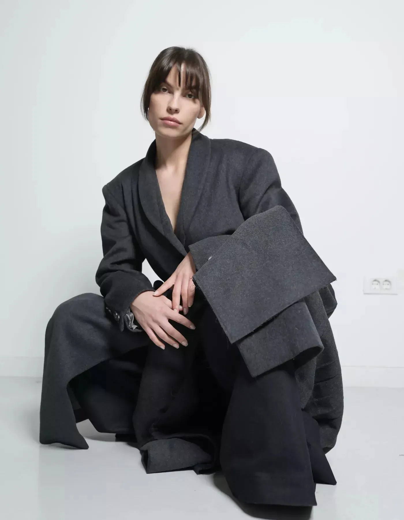 Asura Dark Grey Cashmere Coat Long