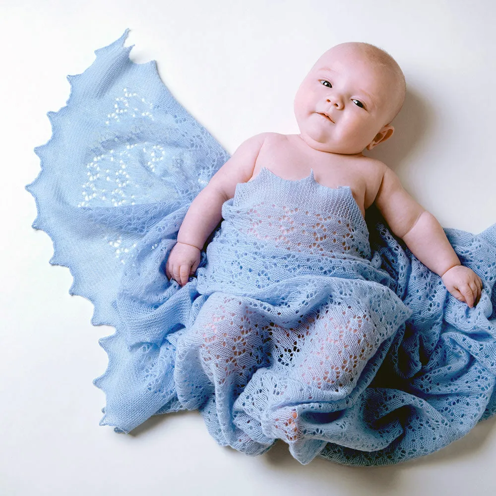 Cozy Cashmere Baby Shawl- Blue