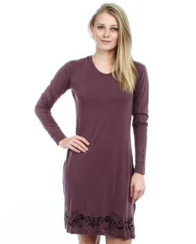 Floral Print Long Sleeve Sweatshirt Mini Dress with Hoodie Mauve