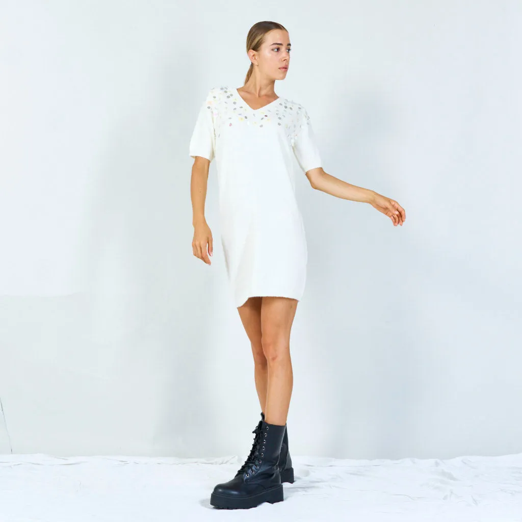 Floral sequin tunic sweater dress wholesale