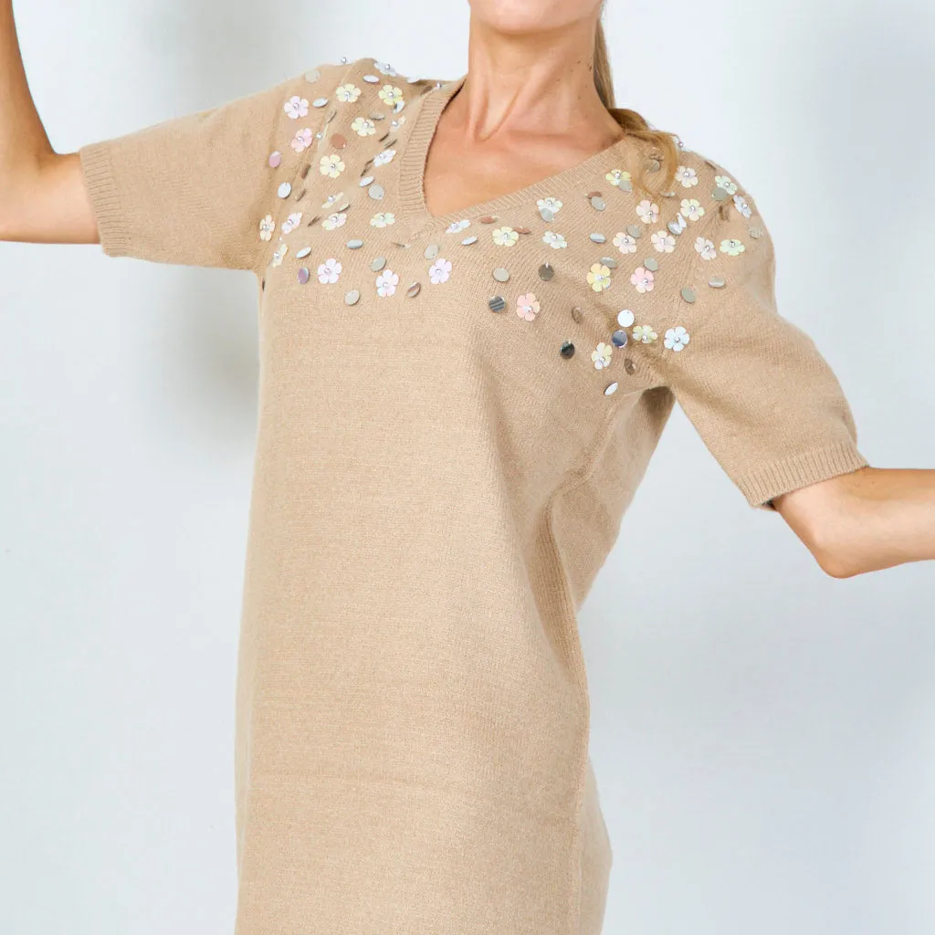 Floral sequin tunic sweater dress wholesale