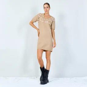 Floral sequin tunic sweater dress wholesale