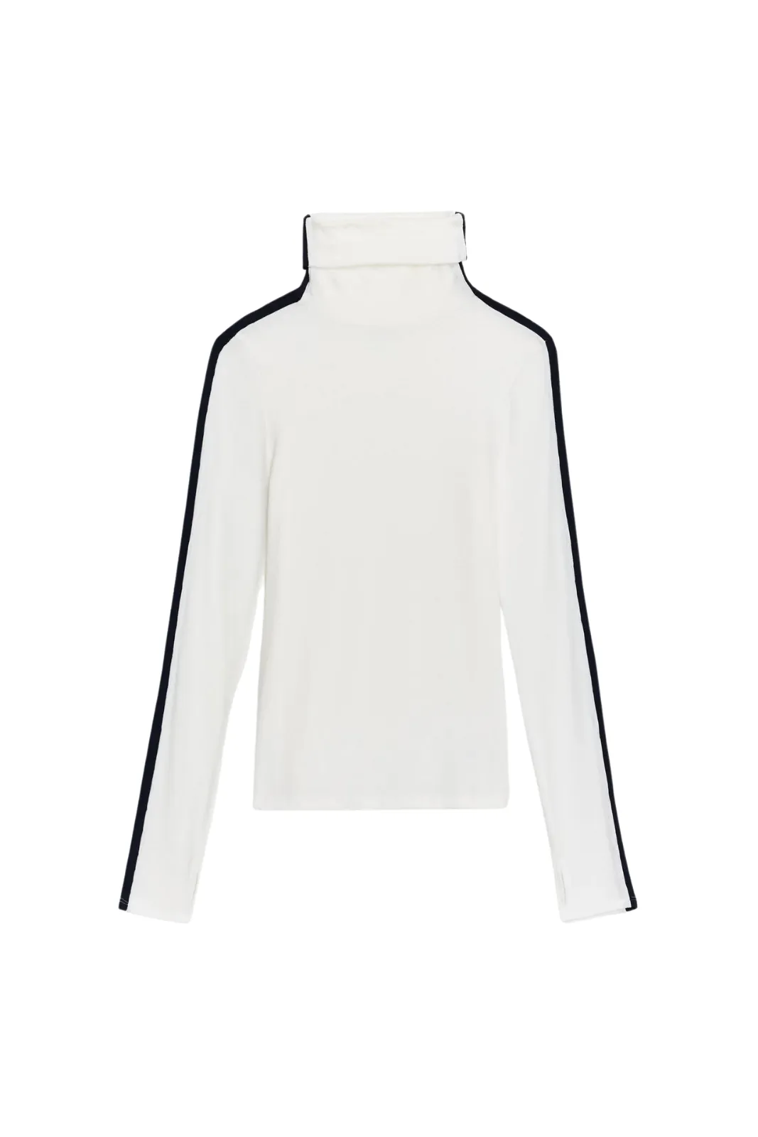 Jackson Rib Full Length Turtleneck, White/Indigo