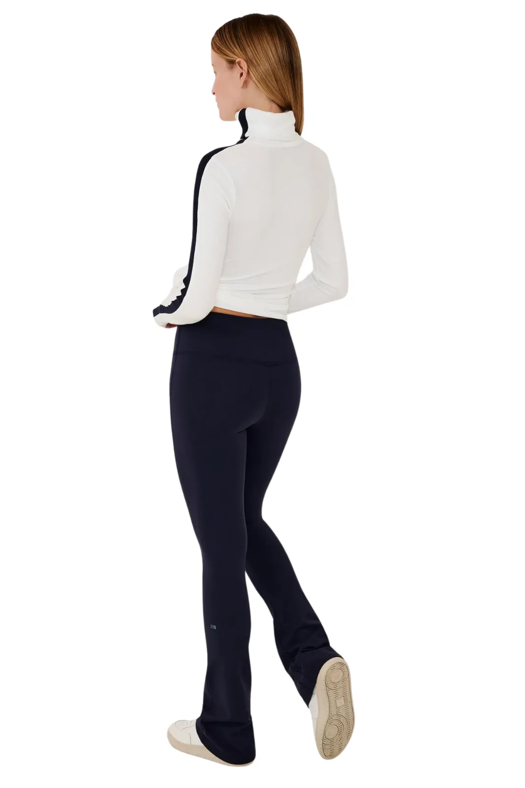 Jackson Rib Full Length Turtleneck, White/Indigo