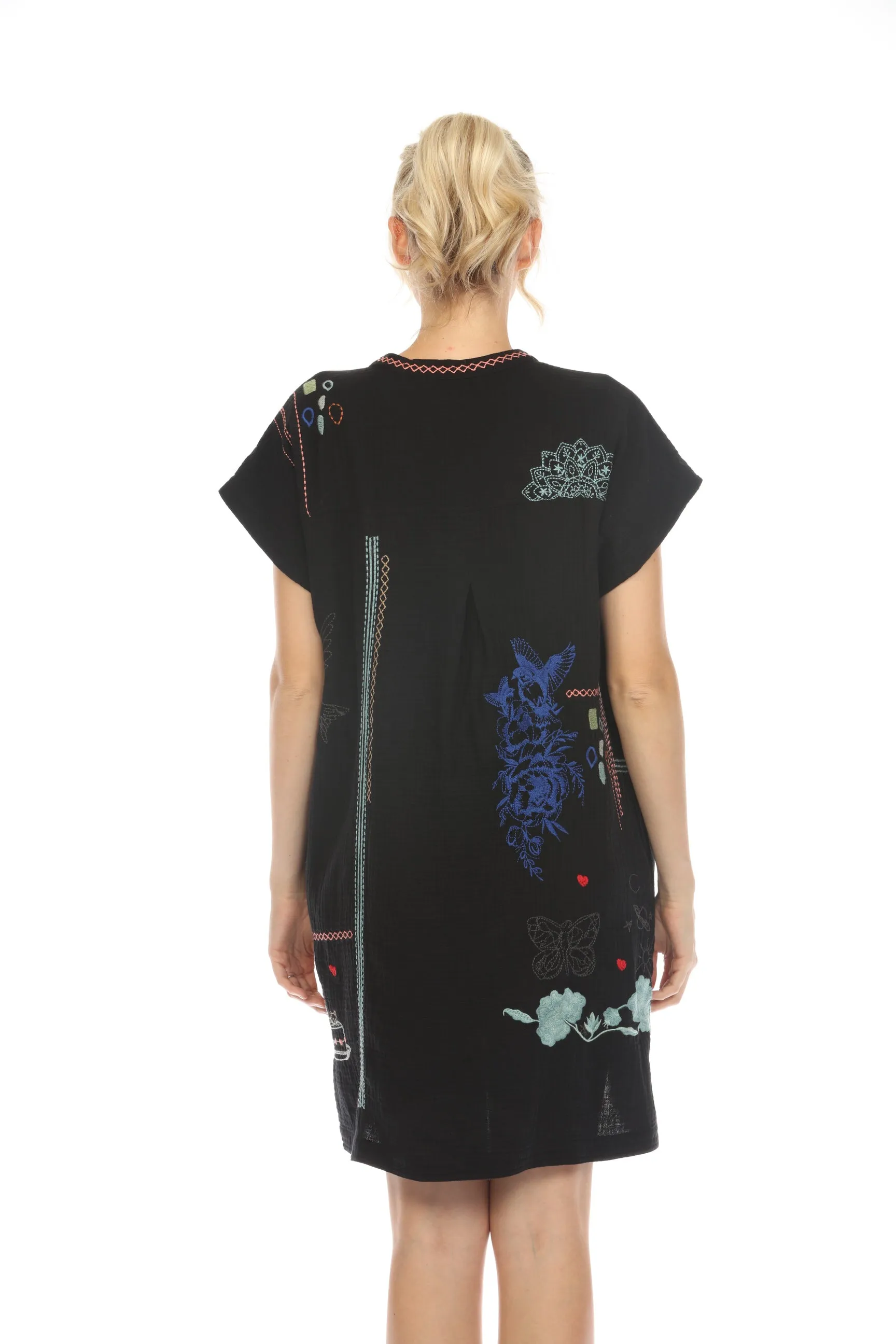 Johnny Was Biya Nahmad Embroidered Tunic Dress B38223 Boho Chic *