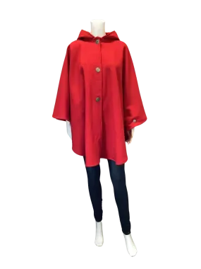 Johnson Woolen Mills Women's Cape Red Hooded Wool Size: One Size