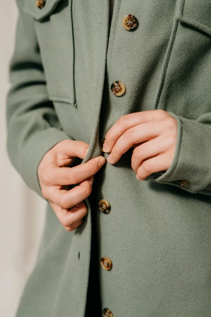 Muna Ali- Long Sleeve Sage Green Shacket/Jacket