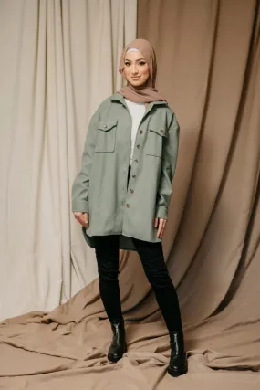 Muna Ali- Long Sleeve Sage Green Shacket/Jacket