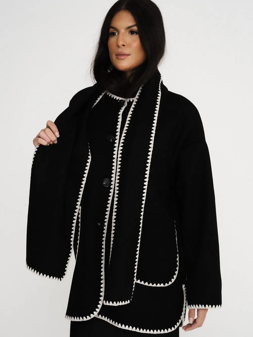 Nella Scarf Shacket - Black