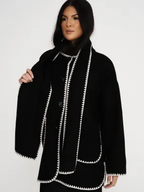 Nella Scarf Shacket - Black