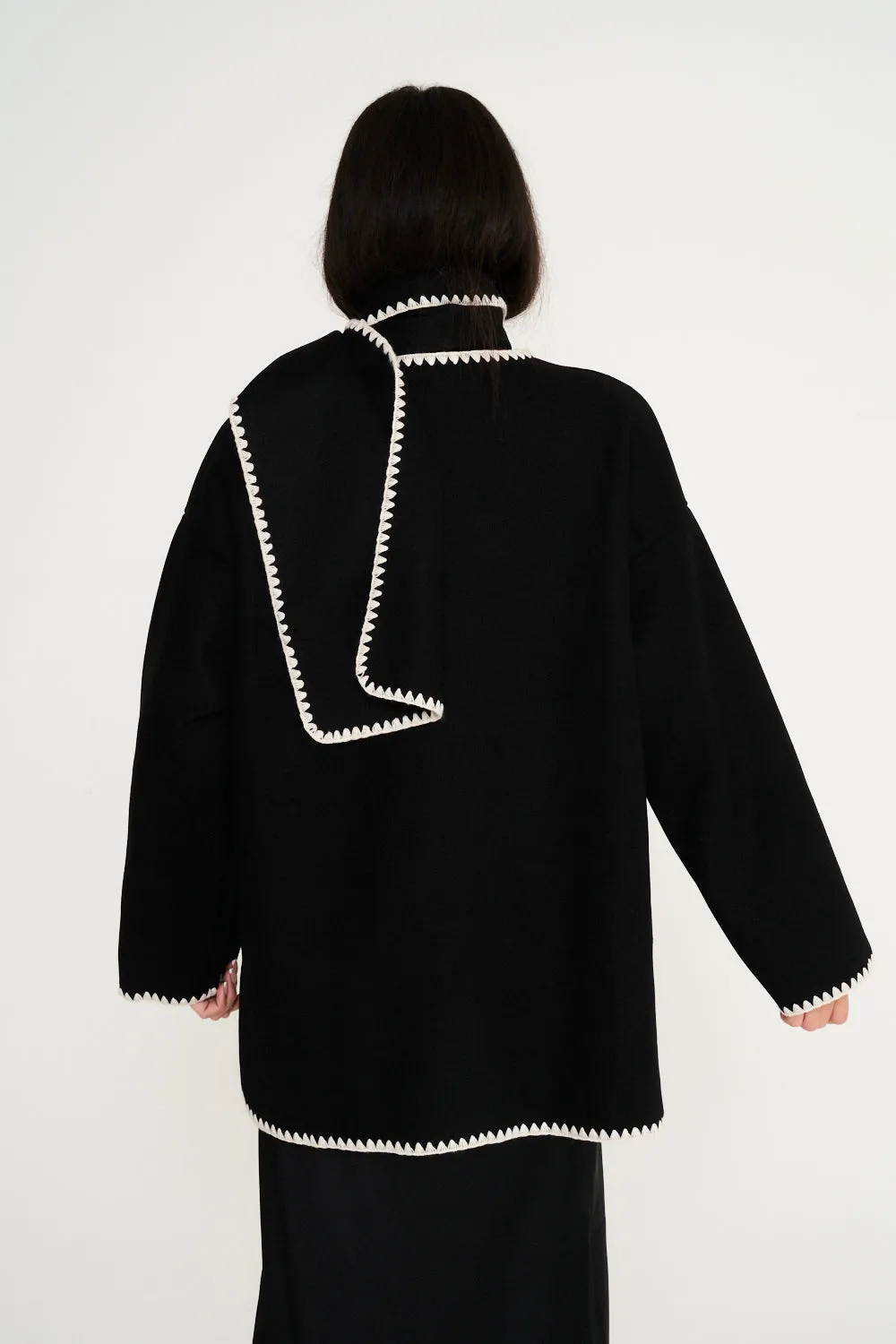 Nella Scarf Shacket - Black