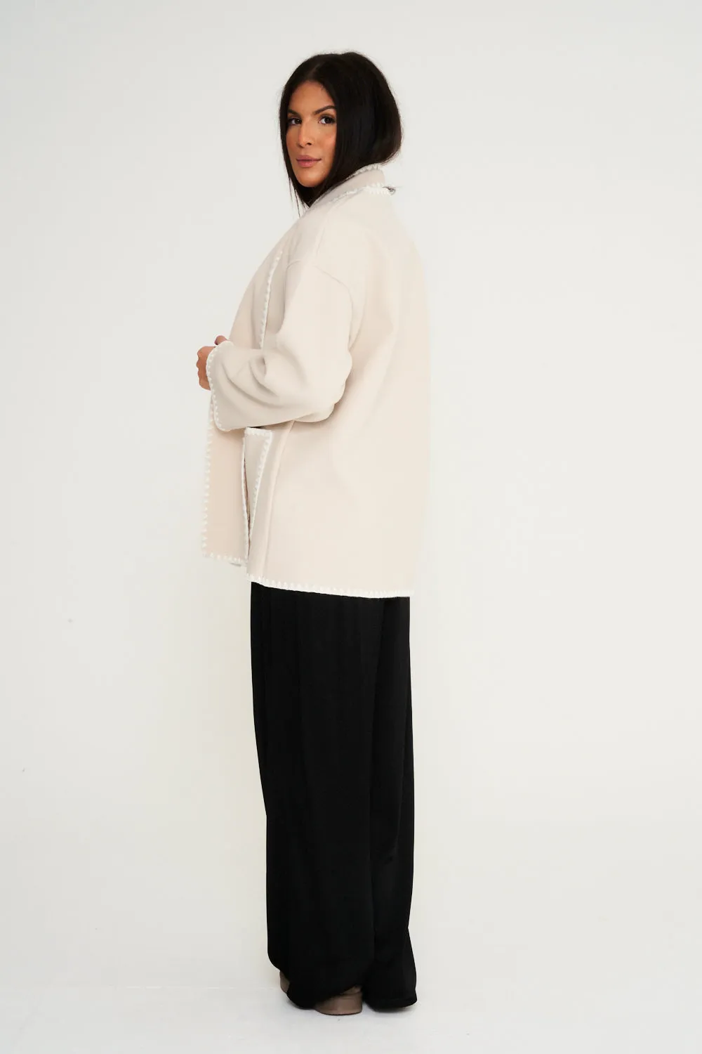 Nella Scarf Shacket - Taupe
