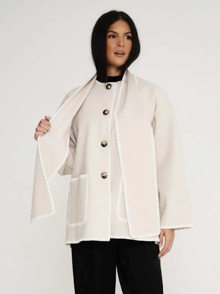 Nella Scarf Shacket - Taupe