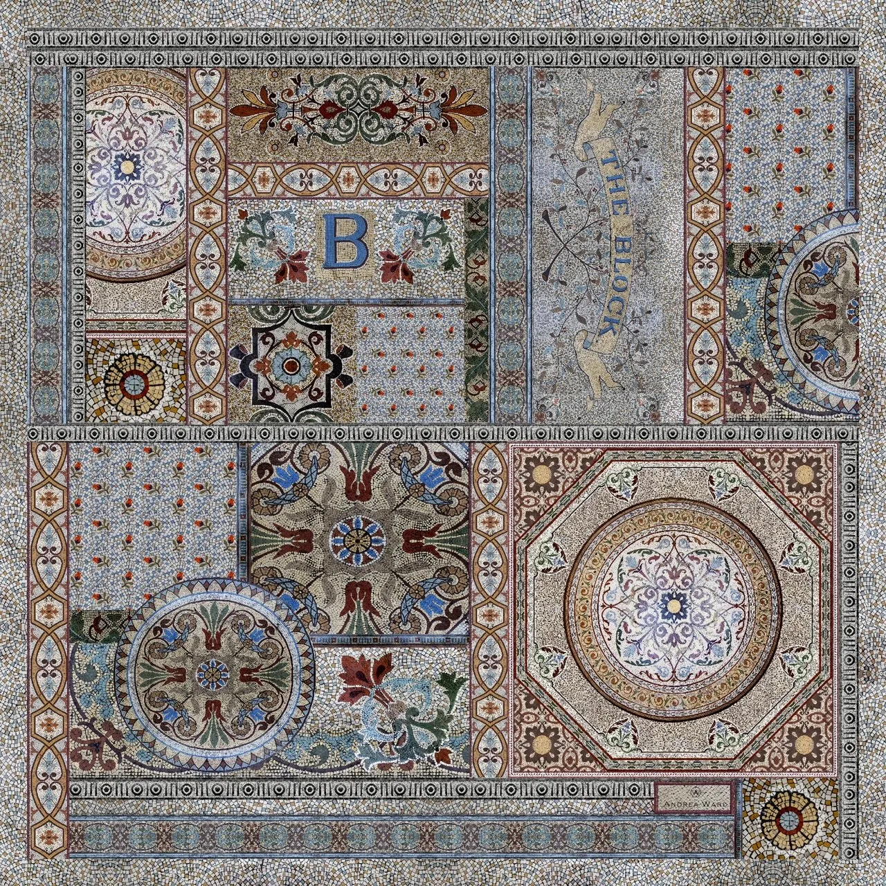 NEW BLOCK PATCHWORK 100% SILK 90 X90 CLASSIC SCARF