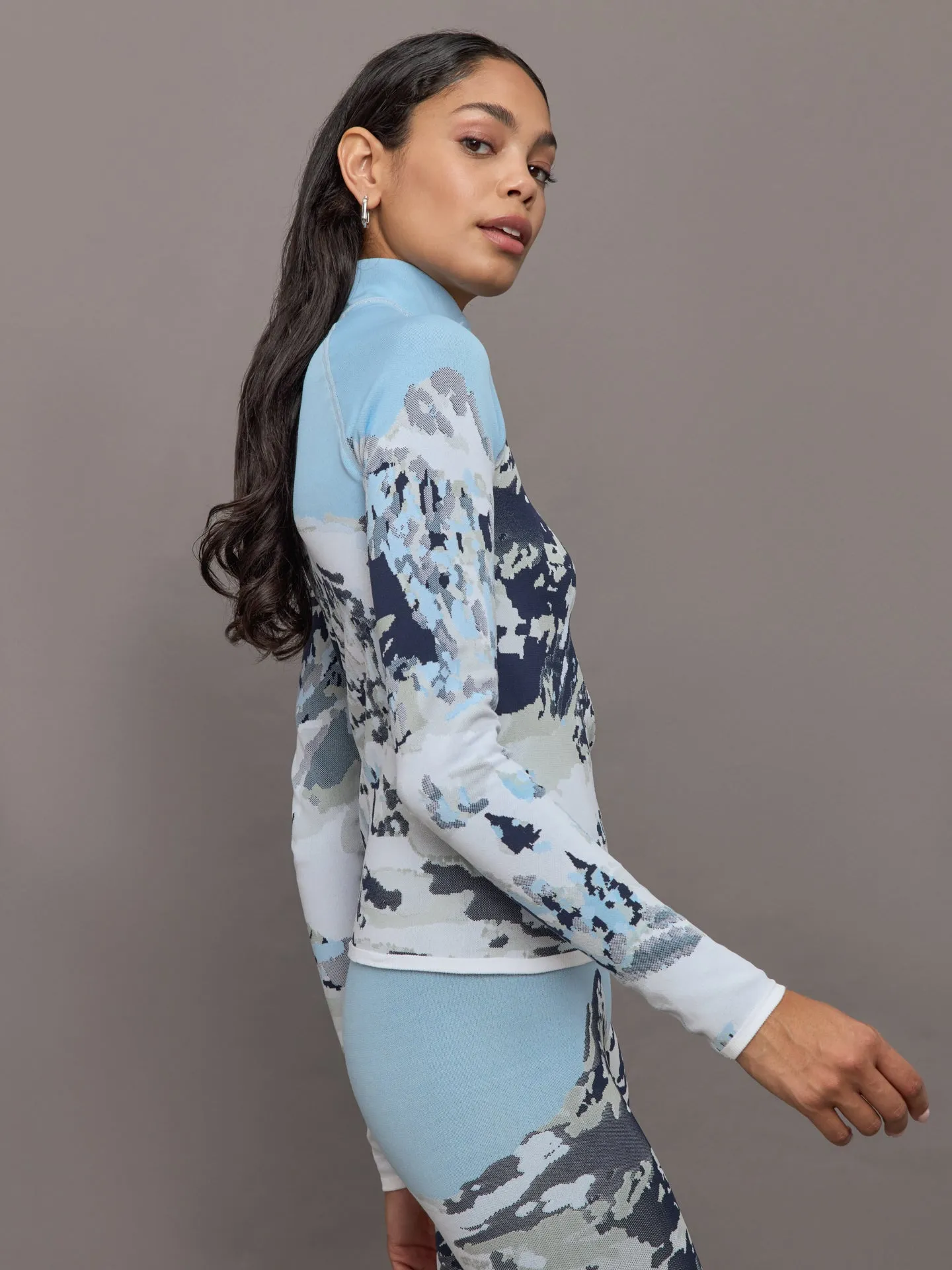 Perfect Jacquard 1/4 Zip Baselayer - Landscape Print