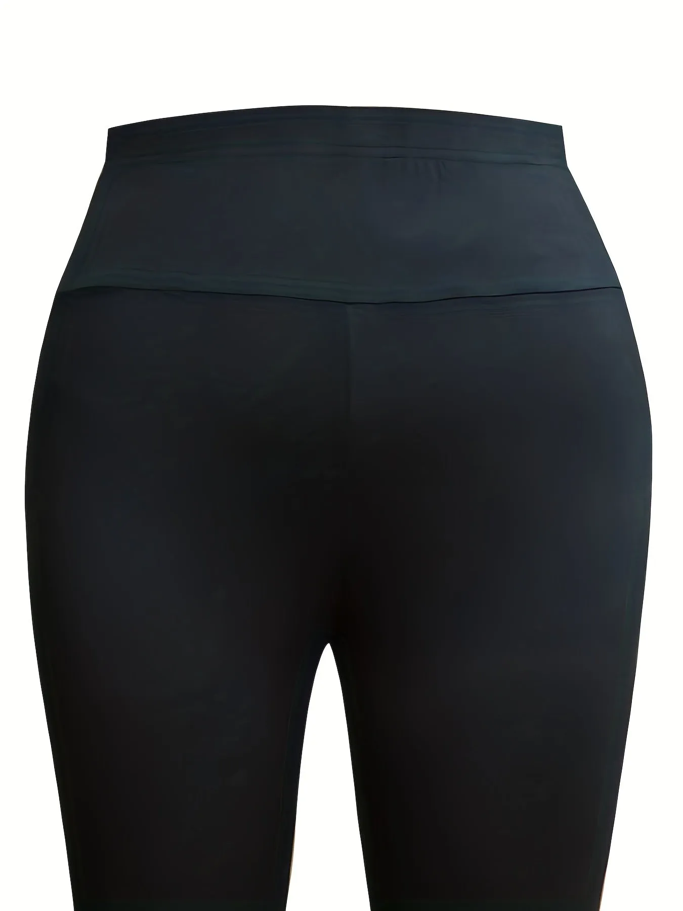 Plus Size Elegant Pants, Women's Plus Solid High Waisted High Stretch Comfort Flare Leggings