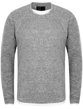 Thorben Soft Mock Insert Long Sleeve Top In Grey Grindle - Dissident
