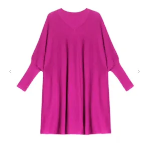 V-neck sweater tunic dress